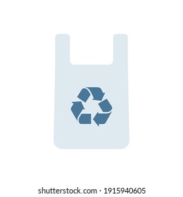 Icono de diseño de color plano de la bolsa de plástico reciclada ecológica