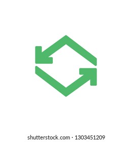 Eco recycling arrows flat icon, vector sign, colorful pictogram isolated on white. Recycle arrows symbol, logo illustration. Flat style design