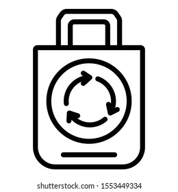 Eco recycling bag icon. Outline eco recycling bag vector icon for web design isolated on white background