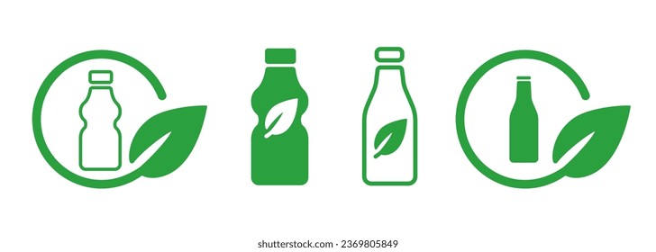 Eco recycling bottle plastic garbage bio waste care environmental friendly logo stamp symbol 