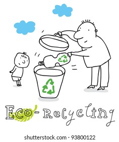 Eco recycling; ecology and environment protection, vector drawing ; isolated on background.