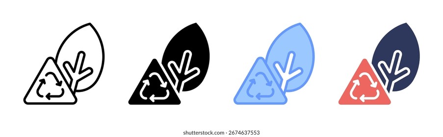 Conjunto de iconos de reciclaje ecológico Colección de estilo múltiple