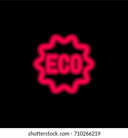 Eco red glowing neon ui ux icon. Glowing sign logo vector