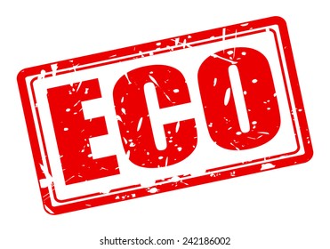 Eco red stamp text on white