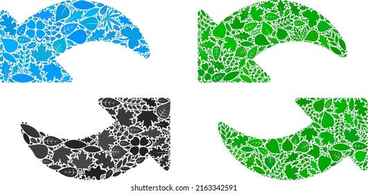 Eco refresh icon composition of herbal leaves in green and natural color tints. Ecological environment vector template for refresh icon. Refresh vector image is created from green herbal elements.