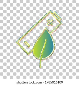 Eco Related sign. Blue to green gradient Icon with Four Roughen Contours on stylish transparent Background. Illustration.