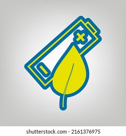 Eco Related sign. Icon in colors of Ukraine flag (yellow, blue) at gray Background. Illustration.