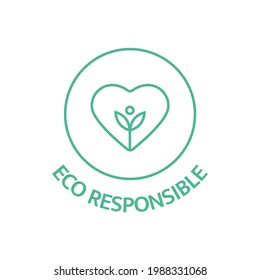 Eco responsible line icon. Slow fashion. Fabric badge. Quality certificate tag. Biodegradable symbol. Sustainable clothes stamp. Nature sticker. Natural beauty. Zero waste. Vector illustration.