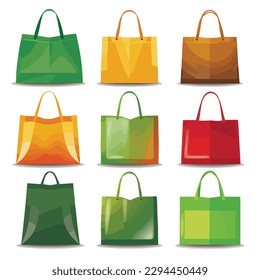 Eco reusable bags set vector isolated on white