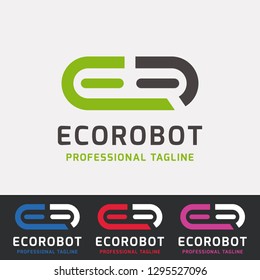 Eco Robot E R Letter Logo Design