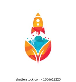 Eco Rocket vector logo design. Leaf rocket icon logo design.