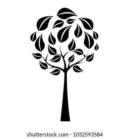 eco round tree leaves branches environment symbol vector illustration