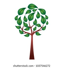 eco round tree leaves branches environment symbol vector illustration