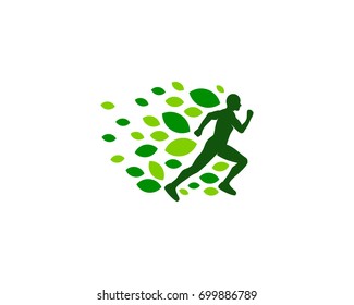 Eco Run Icon Logo Design Element