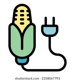 Eco safe energy icon outline vector. Ecology plant. Power resource color flat