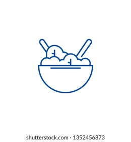 Eco salad bowl  line icon concept. Eco salad bowl  flat  vector symbol, sign, outline illustration.