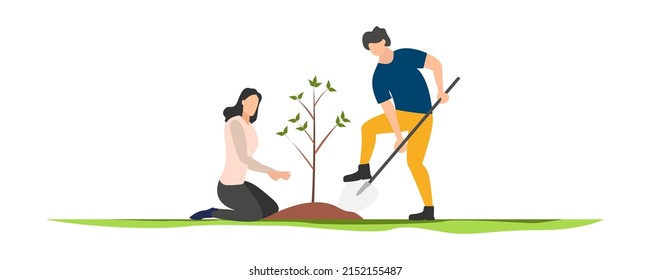 Eco. Save the planet. People live in an ecosystem. Saving eco life. Vector.