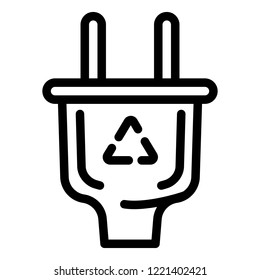 Eco saving plug icon. Outline eco saving plug vector icon for web design isolated on white background