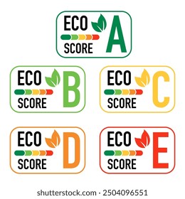 Eco Score - vector stickers for product or device packaging.