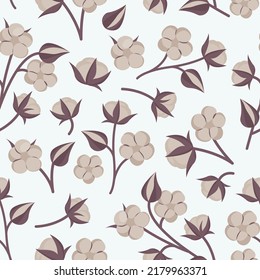 eco seamless pattern beige palette with cotton flowers