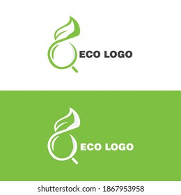 Eco Search Creative Logo Design. Eco Search Logo on White Background Vector Template