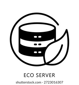 Eco Server Glyph Icon Mini Illustration, Use For Modern Concept, Print, Ui, Ux Kit, Web And App Development. Vector Related To Green Technology And More