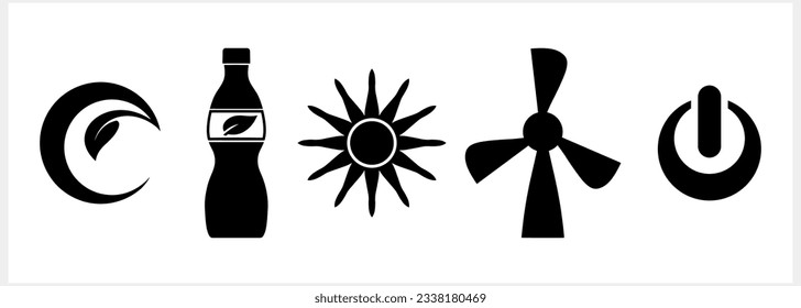 Eco set clipart isolared Stencil icon Vector stock illustration. EPS 10