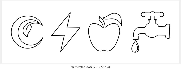 Eco set clipart isolated Sketch icon Vector stock illustration. EPS 10