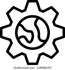 Eco Setting Icon With Outline Style, Earth Day Sign And Symbol Isolated On White Background