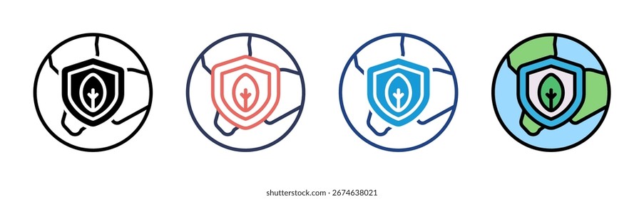 Conjunto de iconos de escudo Eco Colección de estilo múltiple