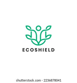 eco shield logo icon minimal concept vector design template.