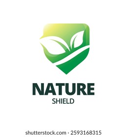 Eco shiled logo template illustration. Shield Leaf Logo Template