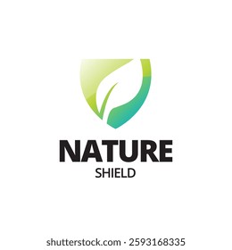 Eco shiled logo template illustration. Shield Leaf Logo Template