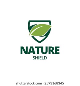 Eco shiled logo template illustration. Shield Leaf Logo Template