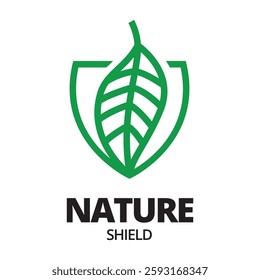 Eco shiled logo template illustration. Shield Leaf Logo Template