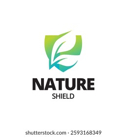 Eco shiled logo template illustration. Shield Leaf Logo Template