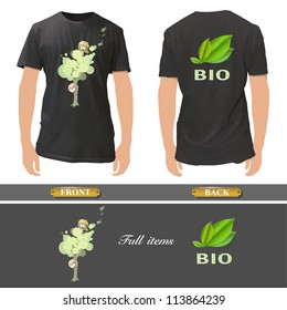 Eco shirt design. Realistic vector illustration.