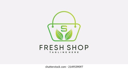 Icono de Eco shop con concepto creativo para la empresa de negocios Premium Vector
