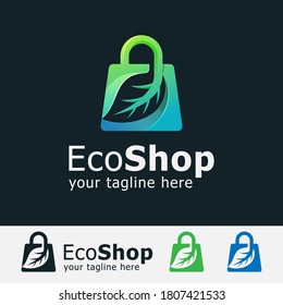 Logo des Öko-Shops. Tasche mit Logo-Logo-Logo