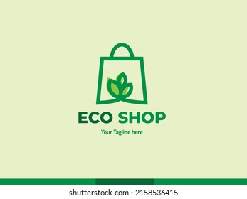 Eco Shop Logo, Shopping Logo And Ecology, Simple Logo, Shop Green Color