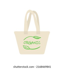 Eco shopping bag for shopping. Dairy reusable eco friendly shopper net. Zero waste, plastic free concept. Flat trendy design. Sustainable canvas