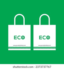 ECO Shopping bag design, Vector Bag die cut with handle loop. bag template vector illustration. Editable paper bag design