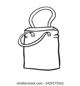  Eco shopping bag, doodle sketch on a white background