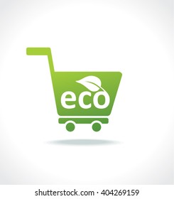 Eco shopping. Basket icon. Flat design.
