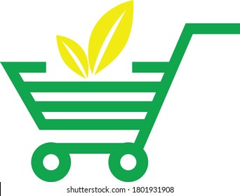 Carro de compras ecológico con hoja