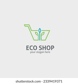 Eco shopping cart Logo Templates - vector.