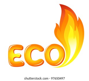 Eco sign with fire flames