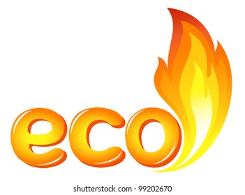 Eco sign with fire flames