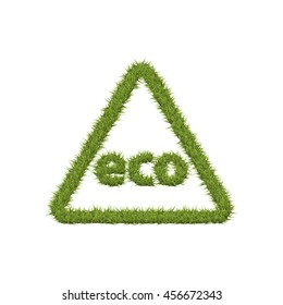 Eco sign with green grass. Vector illustration.