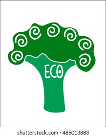 Eco sign on broccoli drawing 